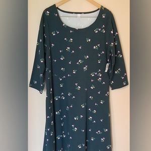 3/4 Sleeve Knit Forest Green Dress